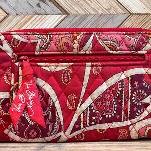 Vera Bradley Red Pink Paisley Zip Around Wallet